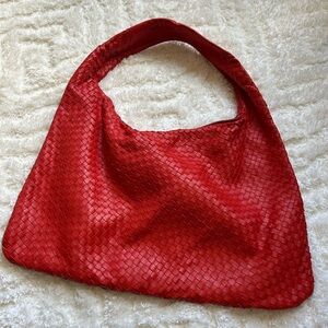 New genuine leather red woven hobo bag 😎